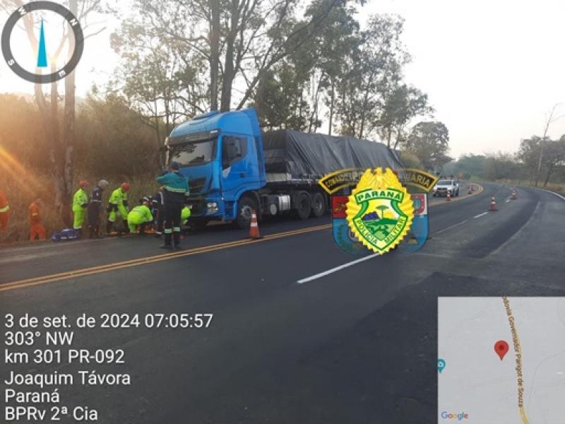 Trabalhador é atropelado e perde a vida em acidente na PR-092