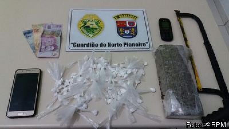 Equipes da PM apreendem maconha e buchas de cocaína no Norte Pioneiro; três pessoas são encaminhadas
