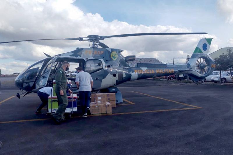 Em um mês, Batalhão de Operações Aéreas faz 20 missões de transporte de vacinas aos municípios