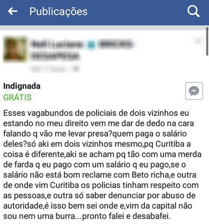 Mulher usa Facebook para chamar policiais de vagabundos e acaba detida