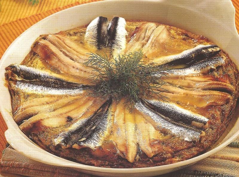 Omelete ao forno de cebola e anchoveta