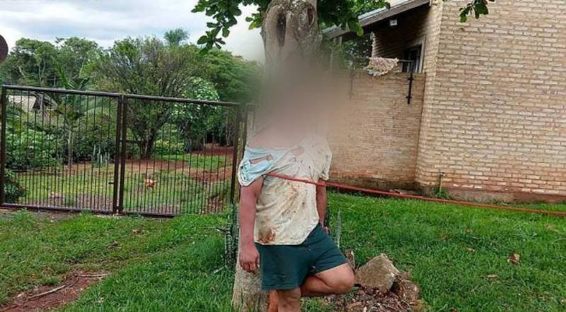 Homem é amarrado em árvore após agredir esposa
