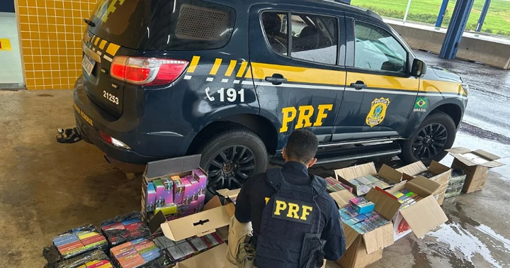 PRF apreende carga com mais de 3 mil cigarros eletrônicos e medicamentos contrabandeados na BR-369