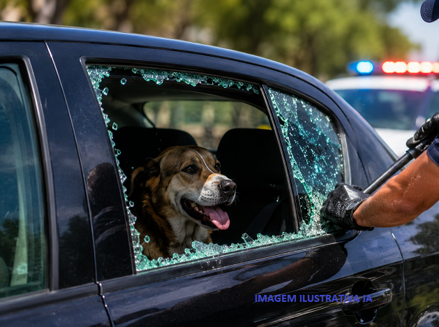 Cachorro é resgatado após ser deixado dentro de carro durante festa em Siqueira Campos