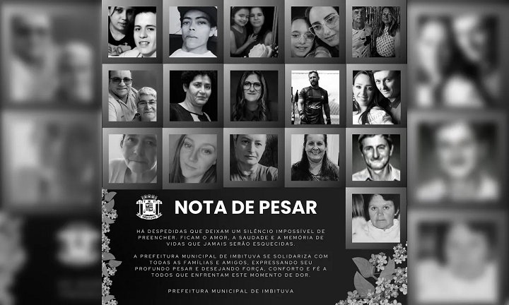 Prefeitura de Imbituva divulga fotos de passageiros de ônibus mortos em acidente na BR-373