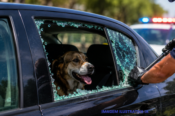 Cachorro é resgatado após ser deixado dentro de carro durante festa em Siqueira Campos